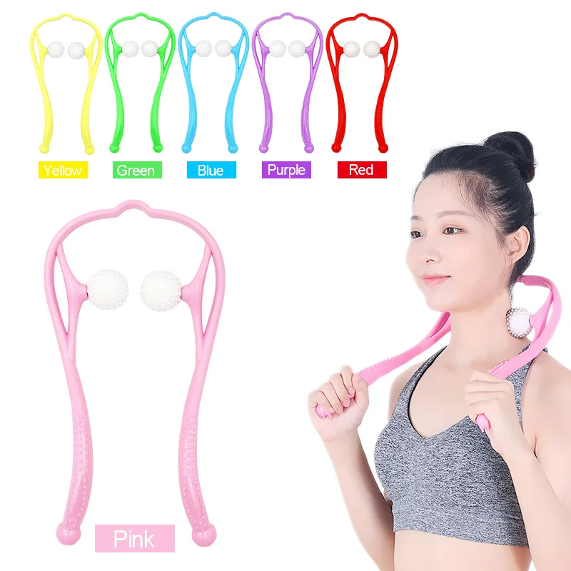 

U-shaped Manual Massage Tool for Leg Neck Arm Pain Relief Roller Ball Neck Cervical Massager