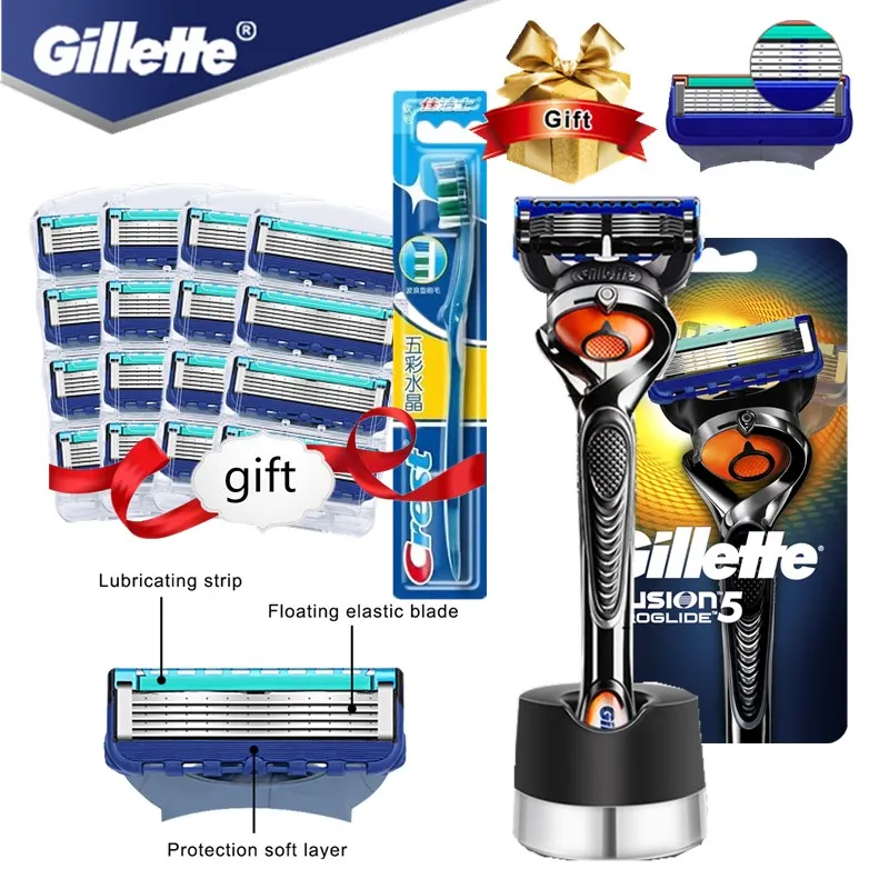 

Gillette Fusion Proglide Razors Blade for Men Machine for Shaving Blades 5 Layer Cassettes With Replacebale Blades with Base