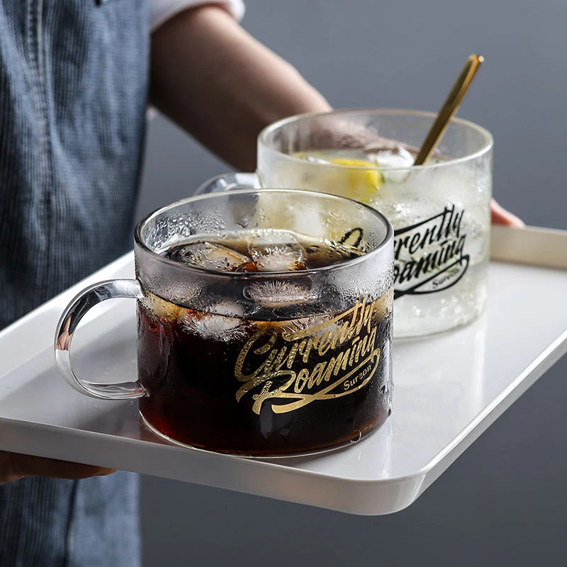 Креативная стеклянная чашка с буквами ручкой большая кружка Офисная чайная