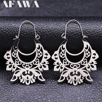 flower basket stainless steel hoop earings women india silver color bohemia circle earrings jewelry aretes de mujer e9350s01