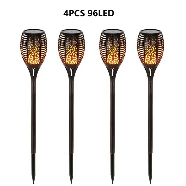 4PCS 96 LED Солнечное Пламя мерцающий садовый светильник фонарь светильник IP65 Открытый Точечный светильник s ландшафтное украшение Светодиодная лампа для садовых дорожек - Испускаемый цвет: 4PCS 96 LED