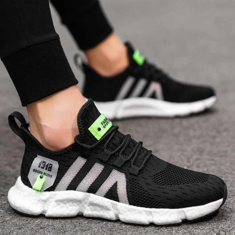 Кроссовки мужские сетчатые легкие дышащие Нескользящие на шнуровке