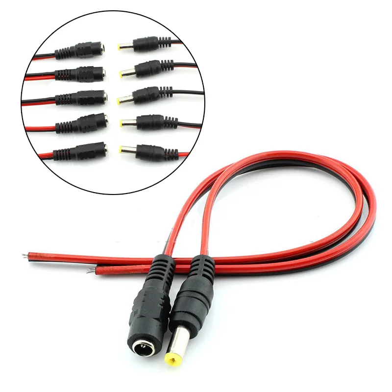 DC Power Lines Wire Jack Connector for LED driver/strip Connector/CCTV camera 5 Pair 12V 5.5*2.1mm New |