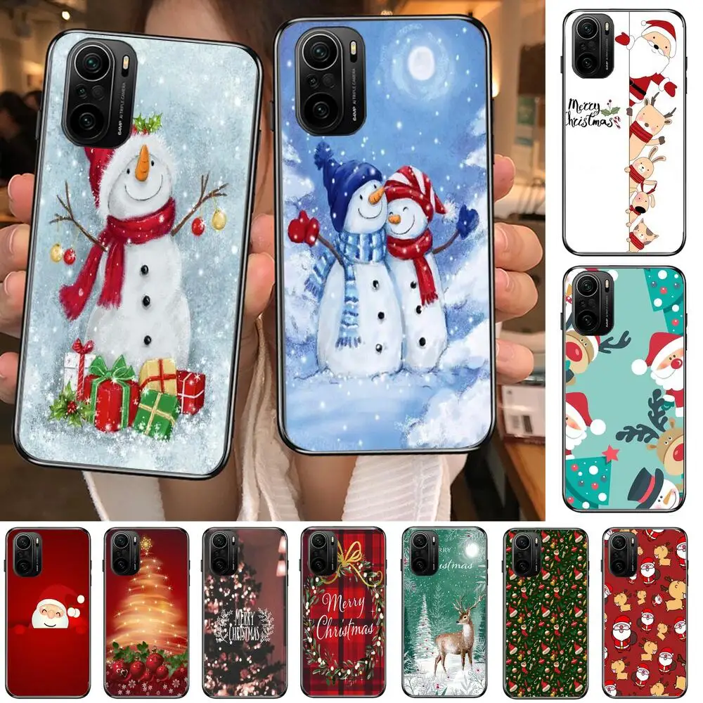 

Merry Christmas Phone Case For xiaomi redmi POCO F1 F2 F3 X3 Pro M3 9C 10T Lite NFC Black Cover Silicone Back Prett mi 10 ultra