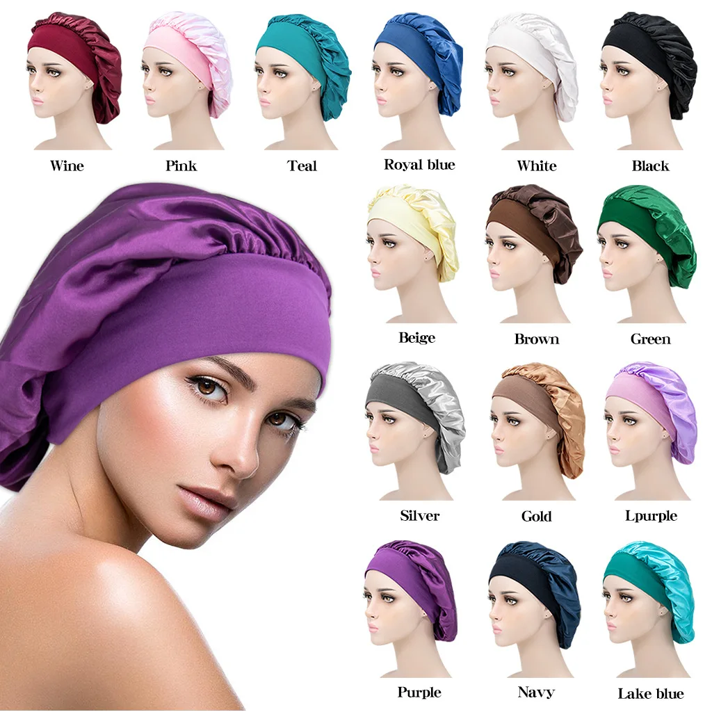 

Satin Hair Night Sleep Cap Invisible Flat Imitation Silk Haircare Women Headwear Ceremony Hat Sleep Cap Hair Bonnet Head Wrap