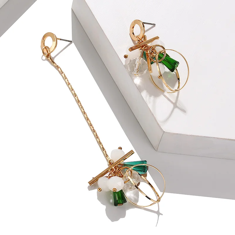 Длинные эффектные геометрические круглые Асимметричные красочные серьги с