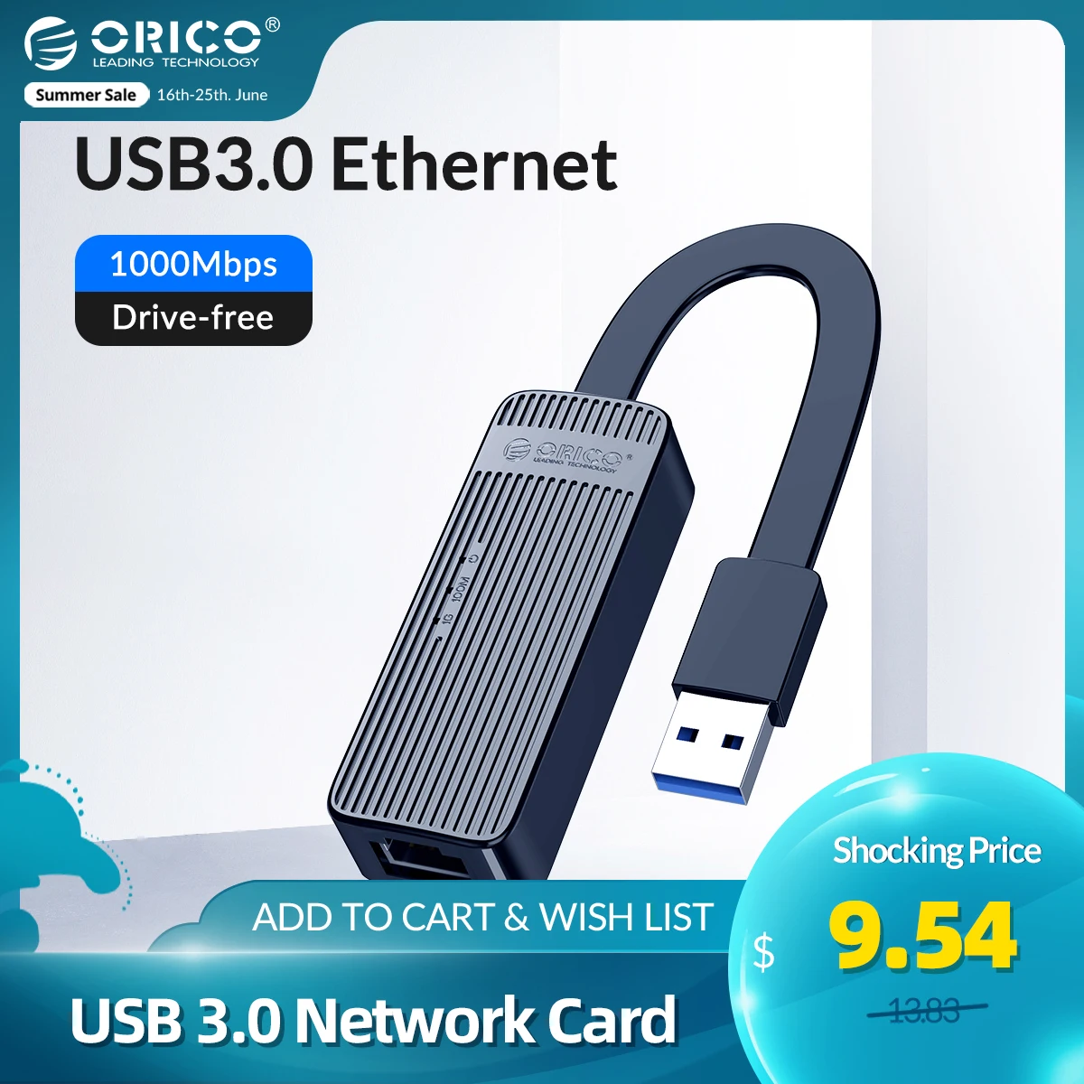 Сетевой адаптер ORICO USB3.0 Ethernet RJ45 Lan USB для Windows 10 PC Xiaomi Mi Box 3 S Nintendo Switch|Сетевые карты| |