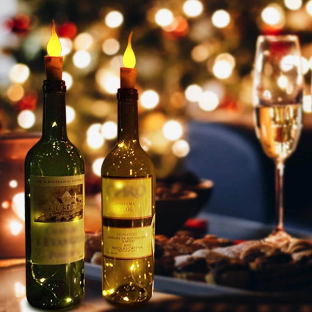 20 светодиодных свечей в виде бутылки вина мини лампа пламени из пробки