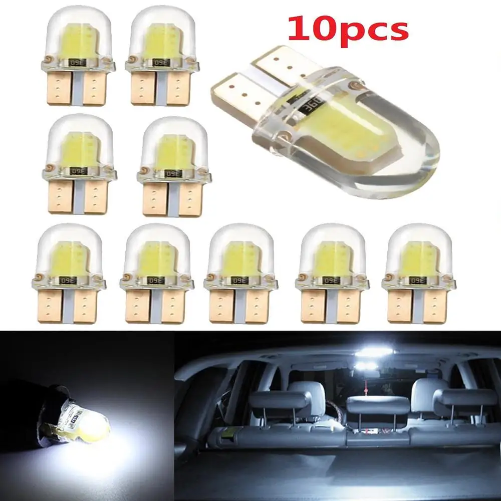 

4PCS x 180LM 6500K Practical COB Lamps T10 194 168 W5W COB 8 SMD LED CANBUS Silica Bright White License Light Bulb