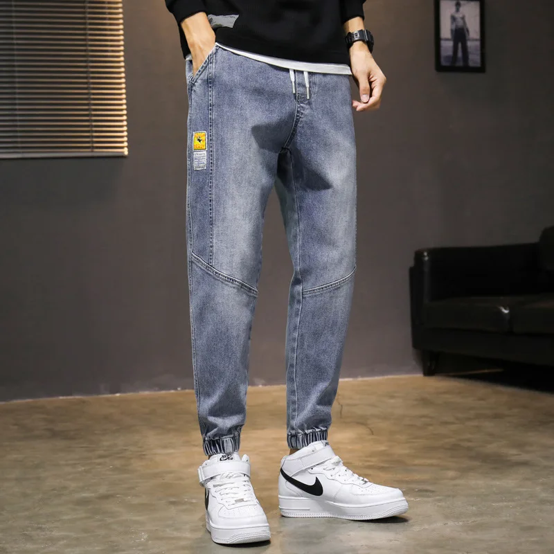 

Симпатичные осенние популярные корейские мужские джинсы, широкие мужские колготки хомун, модные мужские однотонные джинсы