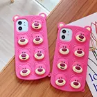 Мультяшный чехол INS для iPhone 13 12 Pro Max X XS XR 11 6 6s 7 8 Plus, ударопрочный розовый чехол с милым медведем для снятия стресса, для iPhone SE2