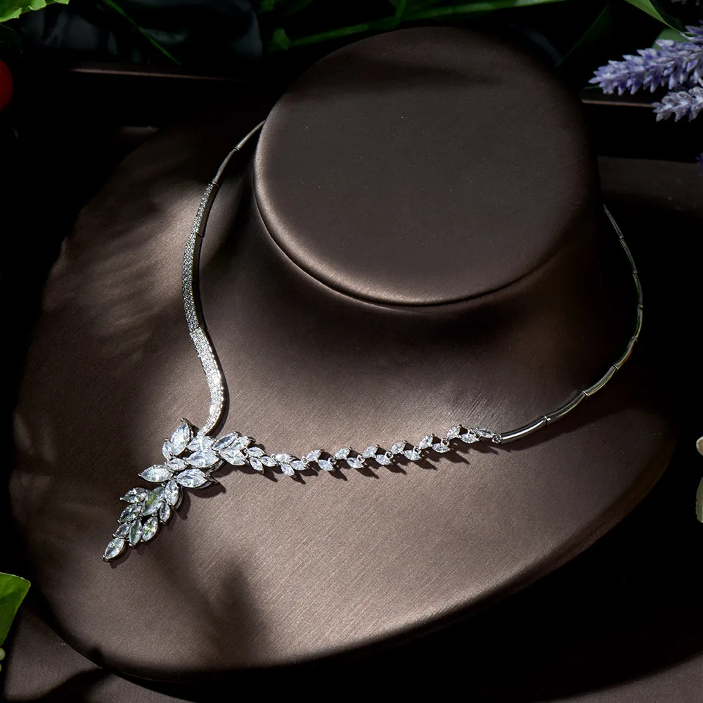 Роскошные бриллиантовые серьги HIBRIDE ожерелье тяжелый комплект ювелирных изделий