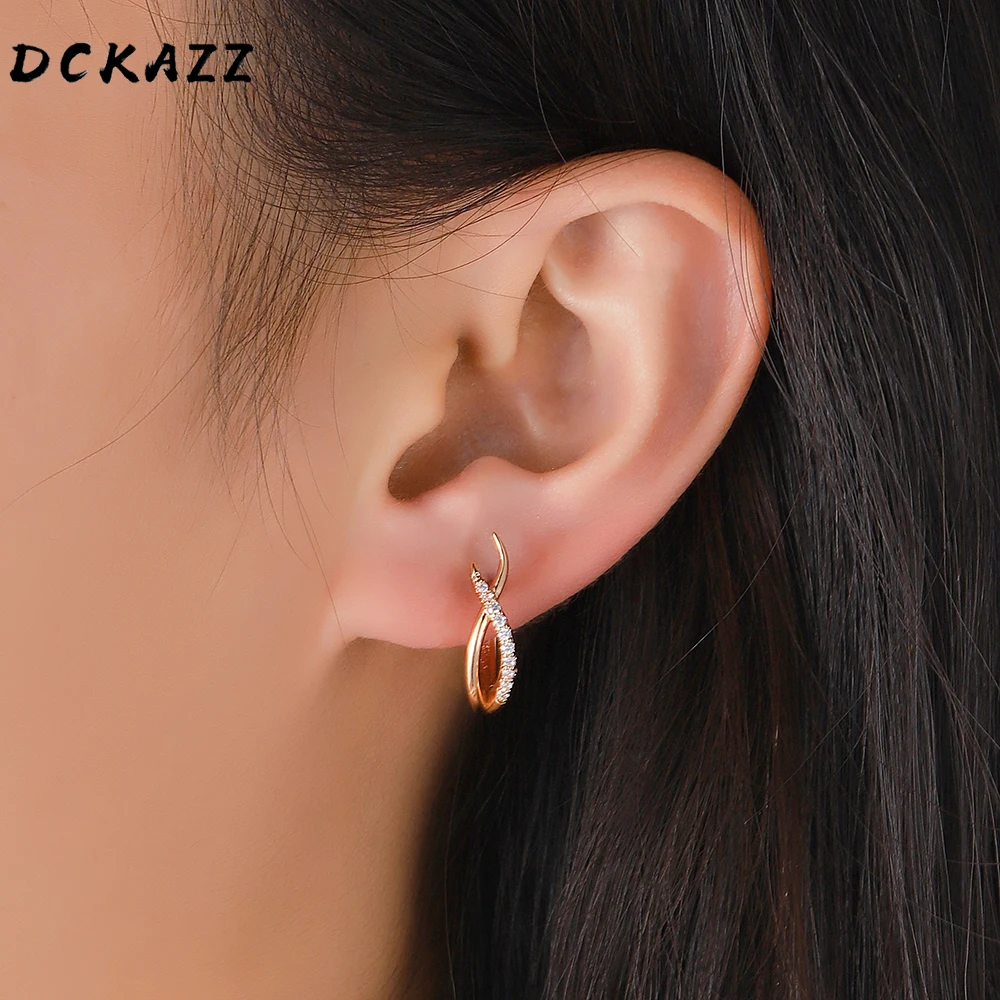 

DCKAZZ Luxury Natural Zircon Earring Copper Fashion Minimalist Jewelry Golden Stud Earrings Women Party Daily Accessories Gift
