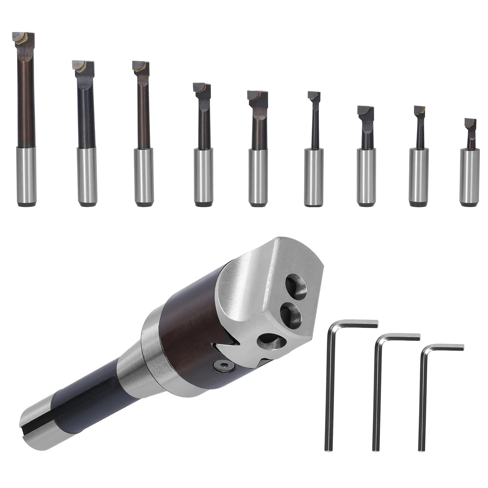 

R8-F1 Boring Bar Kit Boring Heads R8 Shank Holder Set with 1/2inch Carbide Boring Bar for Manufacturing and Milling Workpiece