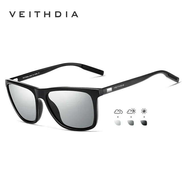 photochromic Бренд veithdia Мужские Винтажные Квадратные Солнцезащитные очки поляризованные UV400 Линзы Аксессуары Солнцезащитные очки для мужчин V6108 - Цвет линз: photochromic