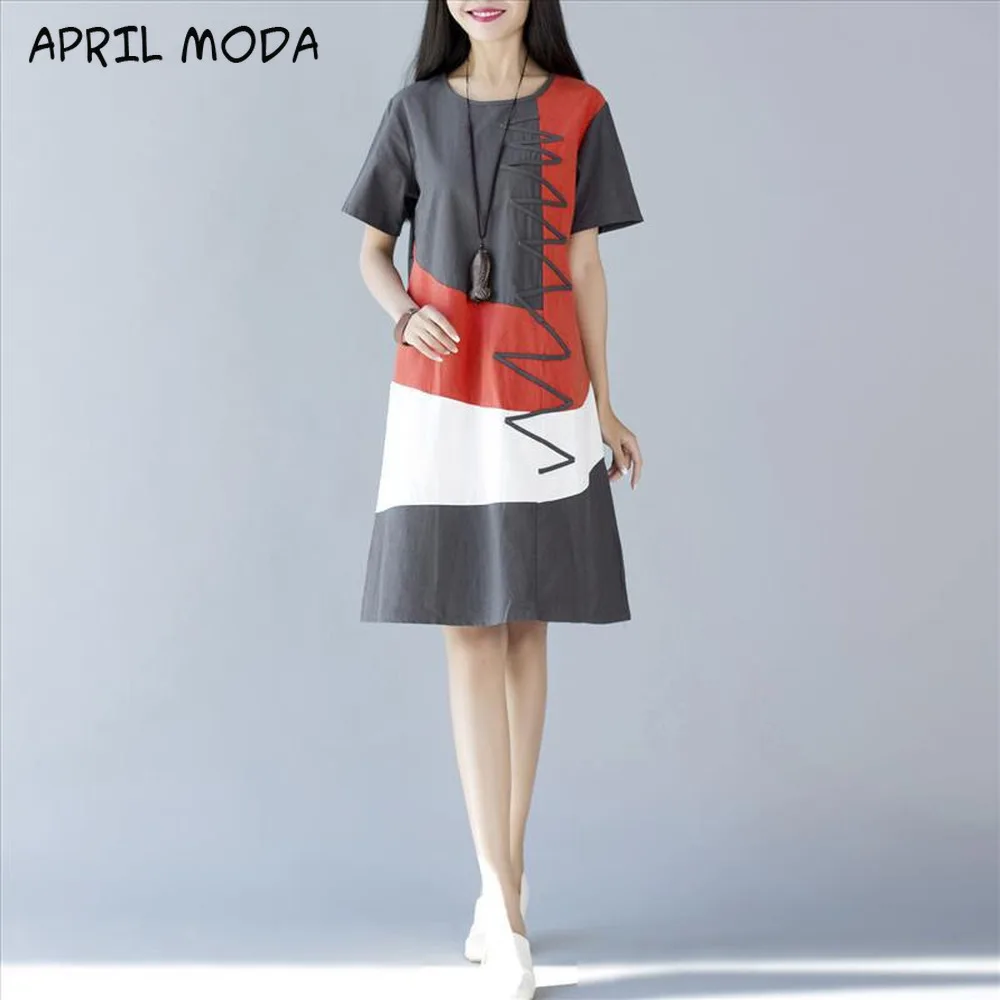 Женское пляжное платье с коротким рукавом и круглым вырезом повседневное