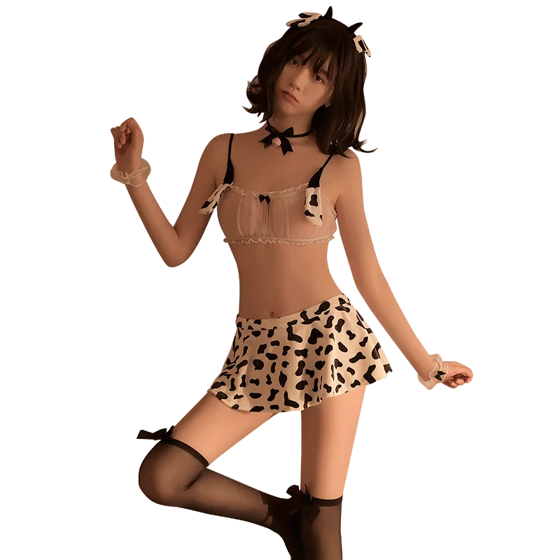 

Сексуальное нижнее белье, Прозрачная Кружевная комбинация, милая корова, костюм для косплея, женские стринги, униформа для молодых девушек, ...