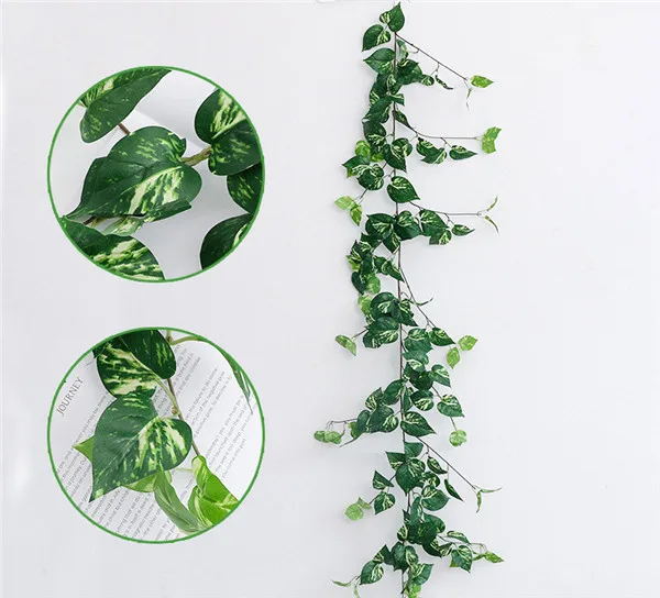 4 Artificial Ivy Leaf Eucalyptus Leaves Home Decor Wedding Decoration Plants Plastic Green Long Vine Fake Foliage Handmade 180cm - Цвет: 4