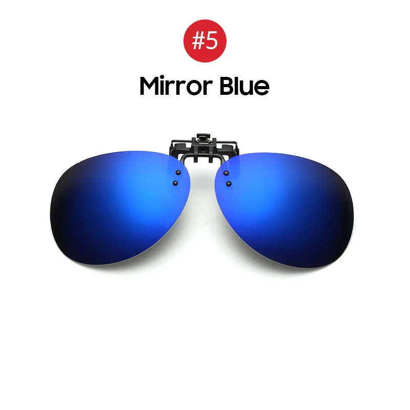 5 Mirror Blue Оправы круглых флип клип на негабаритных Для Мужчин Поляризованные клип солнцезащитные авиации поляризационные Большой Движущей очками - Цвет линз: 5 Mirror Blue