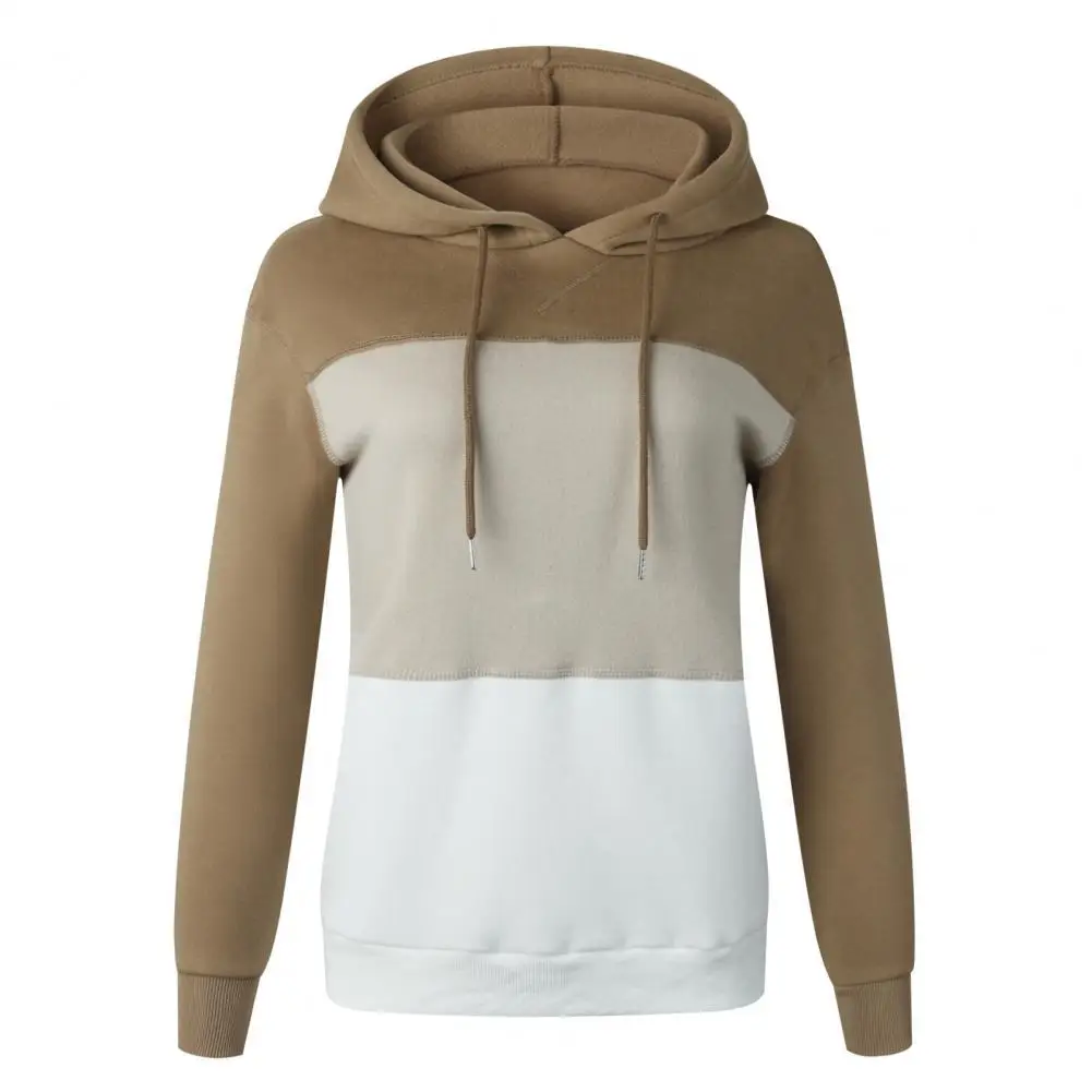 

Women Casual Color Block Hoodie Top Long Sleeve Drawstring Pullover Sweatshirt