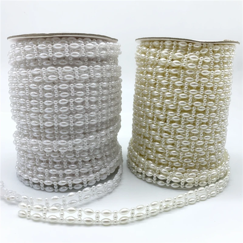 2 ярда 8 мм белые жемчужные бусины цвета слоновой кости цепочка гирлянда цветы