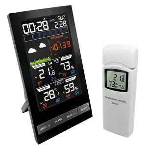 weather station wireless indoor outdoor sensor hygrometer thermometer pressure mmhg barometer alarm clock weather forecast free global shipping