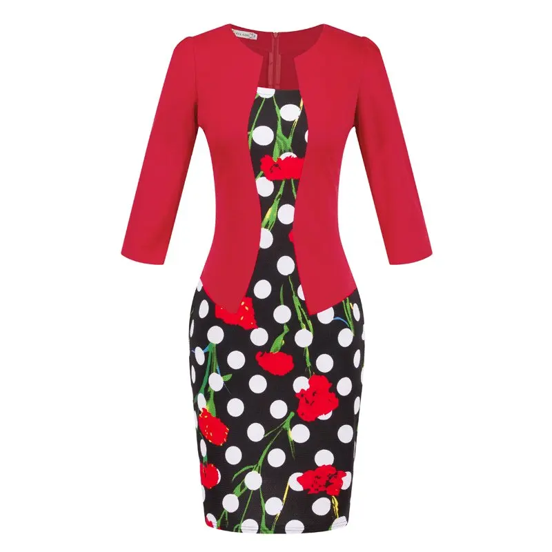 Женское офисное платье-карандаш черное или красное элегантное облегающее платье