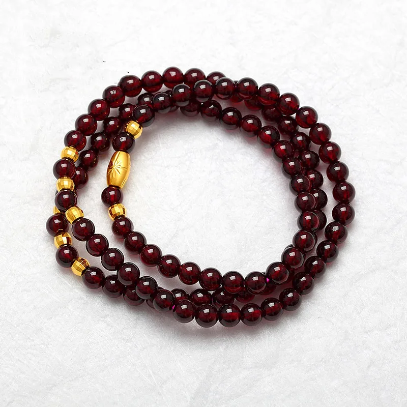 Браслет-цепочка из желтого золота с гранатовыми бусинами 6 3 дюйма | Украшения и