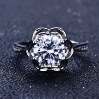 2021 trend flower jewelry making for women wedding ring creative statement engagement luxury rings with cubic couple gift