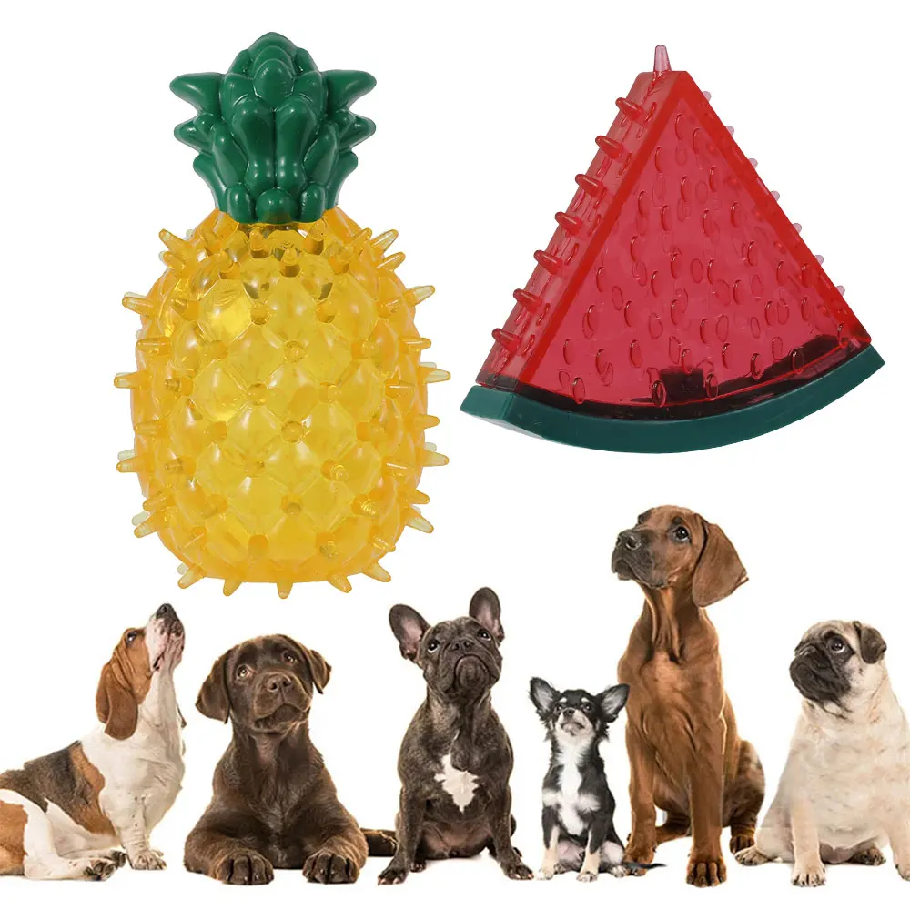 

Pet Dog Chewing Toys Bite-resistant Sound Grinding Teeth Cleaning Cute Pineapple Watermelon Lemon Fruit Modeling Pet Toy