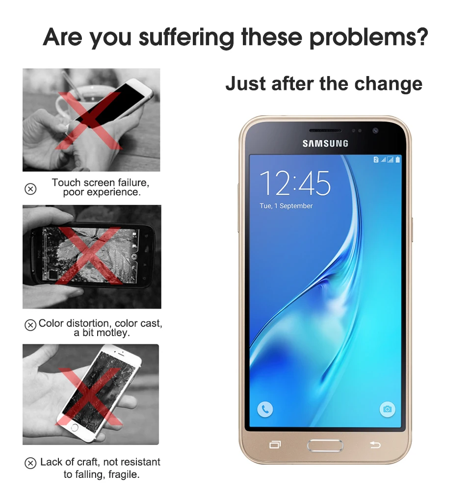 J320f ЖК-дисплей для samsung Galaxy J3 J320 J320F J320H J320FN J320M ЖК-дисплей сенсорный экран дигитайзер Рамка регулировка яркости