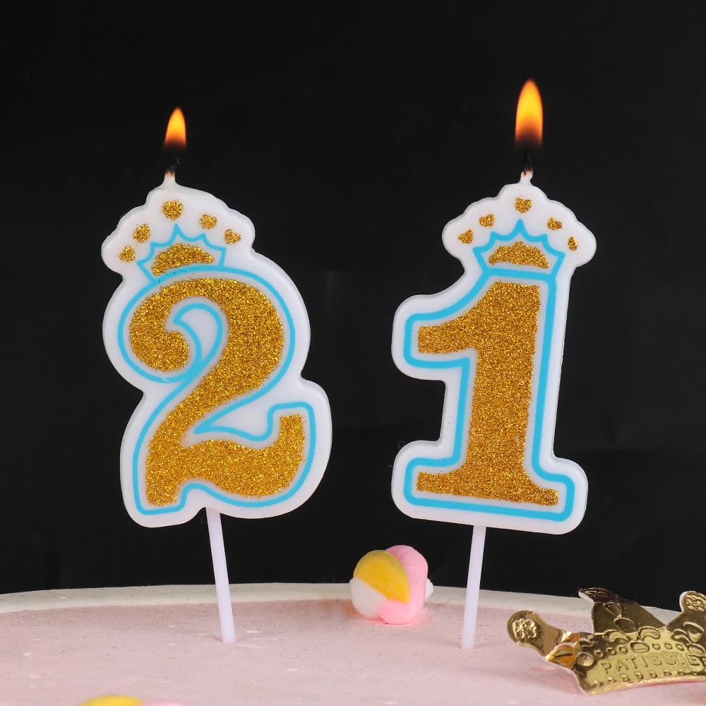 Блестящие золотистые/розовые/синие свечи 1 шт. 2 3 4 5 6 7 8 9 0 короны для детей девочки