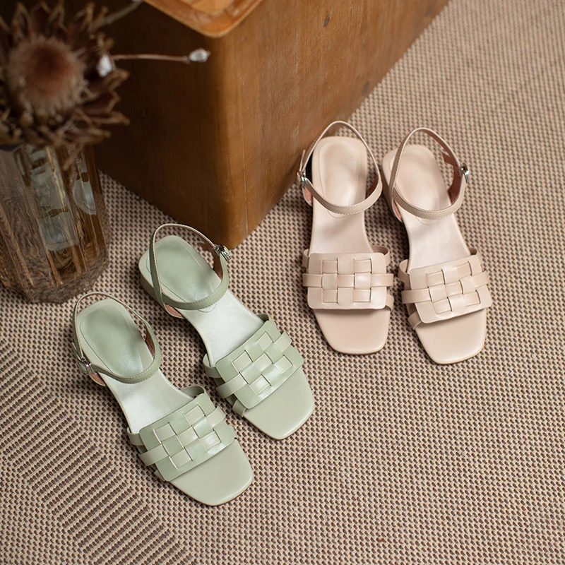 

New summer Women sandals natural leather summer shoes 22-24.5cm Leather braid upper+Sheepskin insole fashion womens sandals