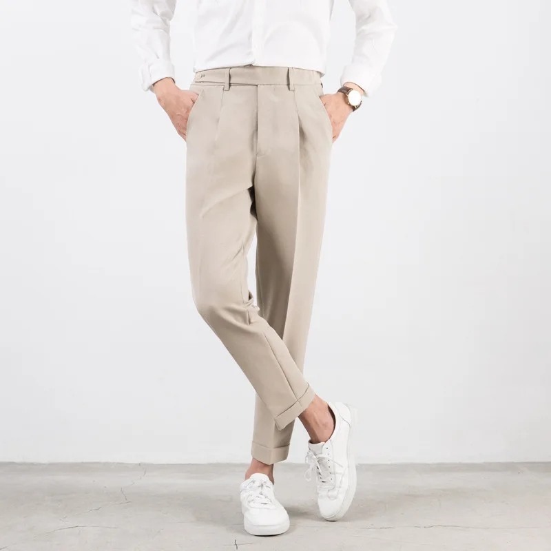 Zogaa Весна Осень Мужчины Платье Брюки для бизнес на каждый день Slim Fit лодыжки длина Pantalon Homme Твердые строгие брюки костюм брюки Новинка