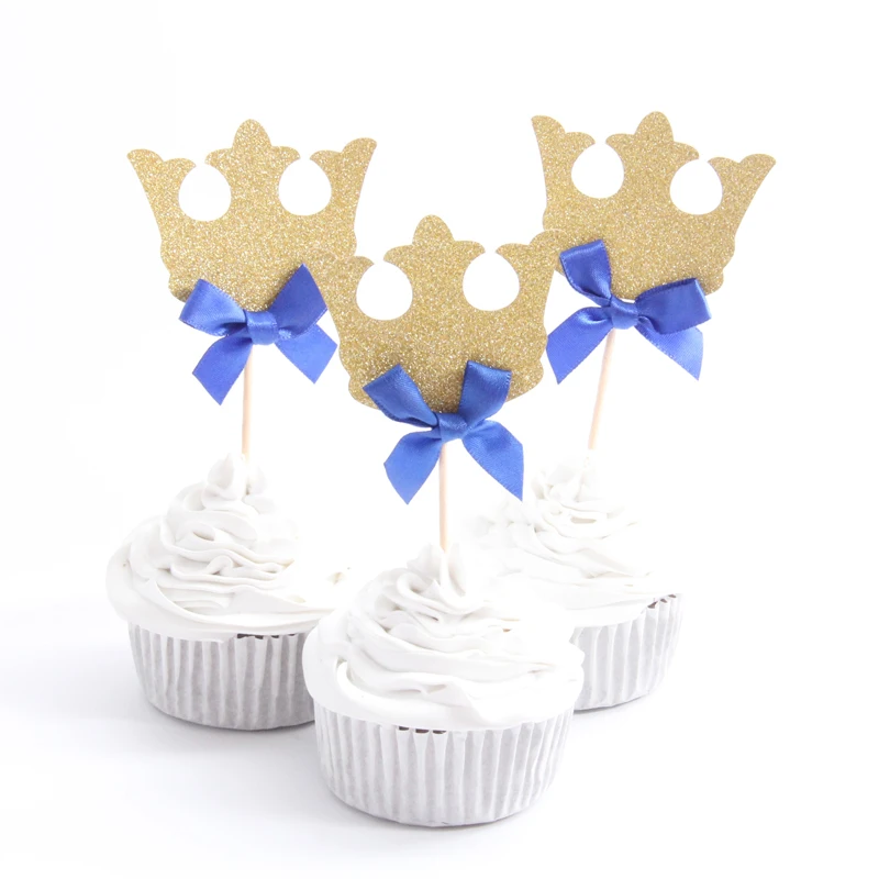 10 шт./лот корона принцессы Золотой блестящий торт Топпер 1-й День рождения
