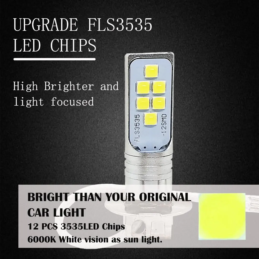1 шт. H3 светодиодная лампа 12X3535 SMD супер яркие Автомобильные противотуманные фары