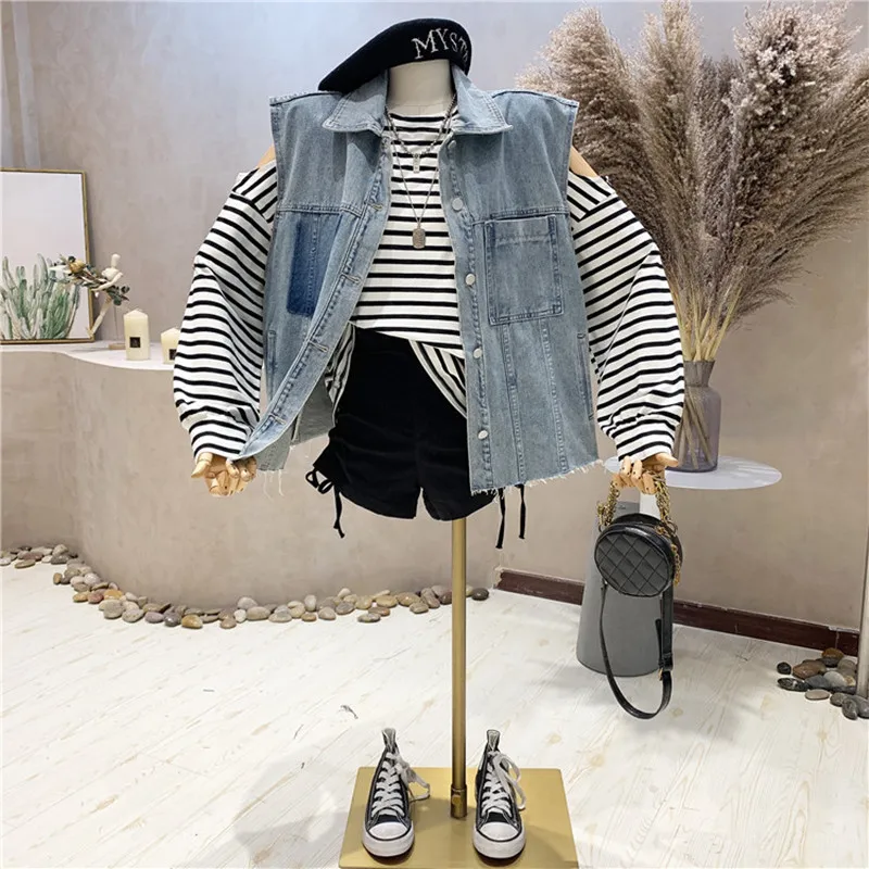 

New Women's Clothing Autumn 2021 Fashion Tooling denim vest coat Loose sleeveless Camille denim jacket Top