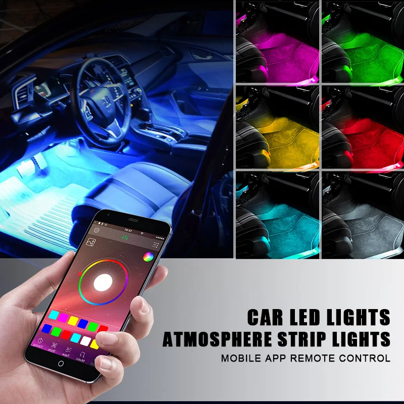 Светодиодная лента для салона автомобиля декоративная лампа с дистанционным