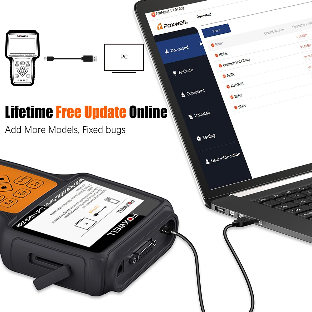 Автомобильный сканер FOXWELL NT650 Elite ODB2 OBDII считыватель кодов Enginer ABS подушек