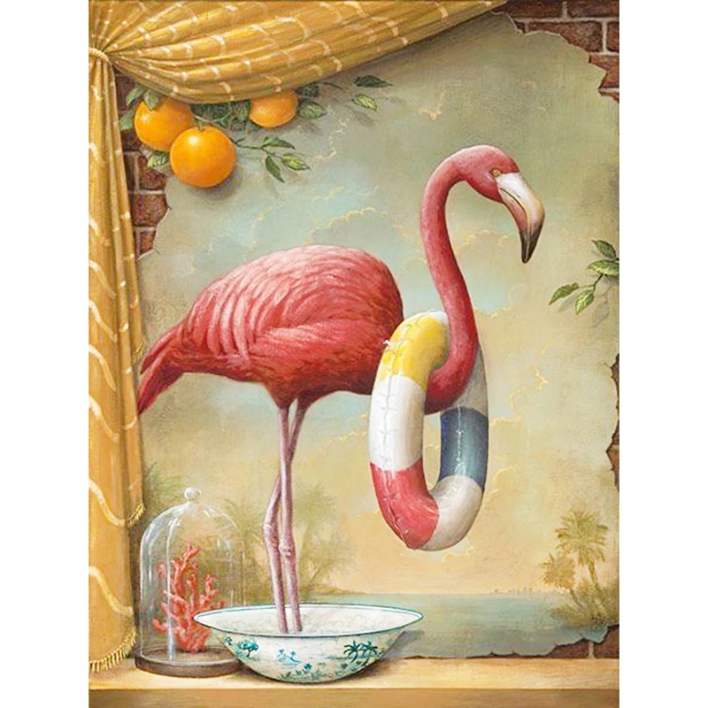 Алмазная картина Daimond с фламинго квадратная/круглая сделай сам 5D мозаика