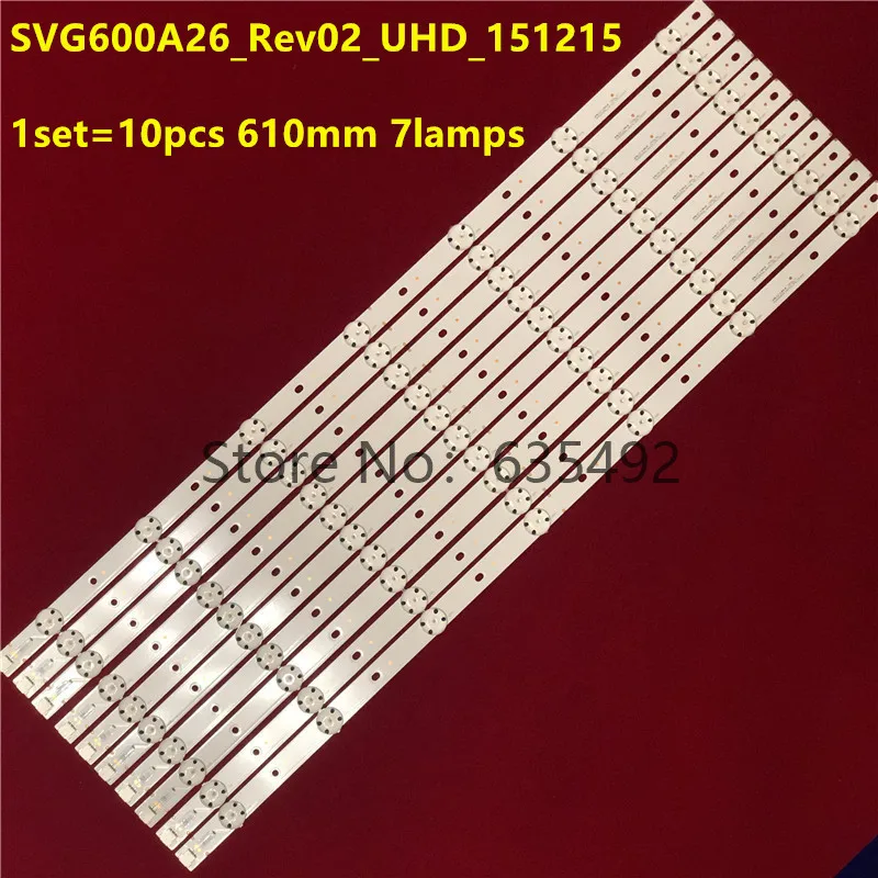 

New Kit 1set=10 PCS 3V 610mm LED backlight strip 7 lamps for Vizio E60U-D3 SVG600A26 _Rev02_UHD_151215