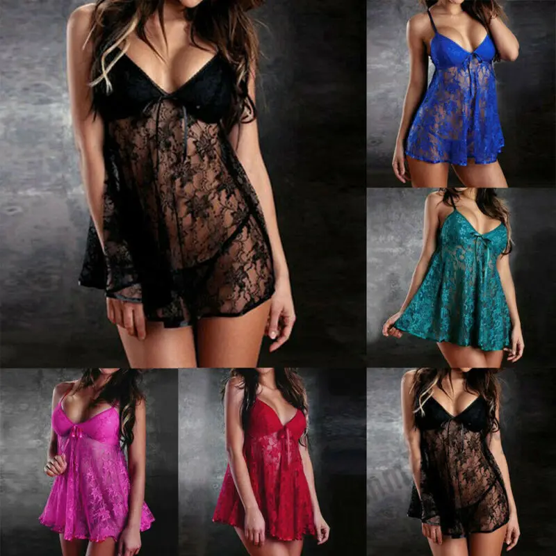 Sexy Lingerie Lace Dress Babydoll Women Underwear Nightwear Sleepwear Plus Size Bikini Cover Up Beachwear | Женская одежда