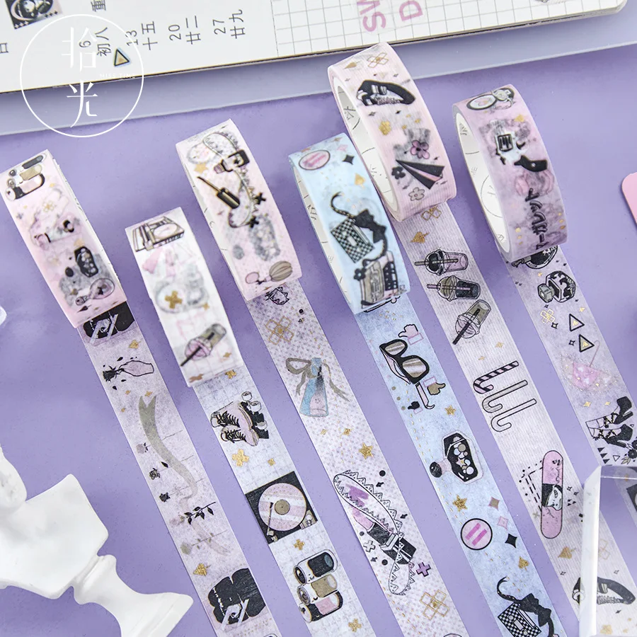 1 PCS Washi Tape Hot Stamping Masking Cute Cartoon Pattern Diary Album Journal Decoration Stickers | Канцтовары для офиса и