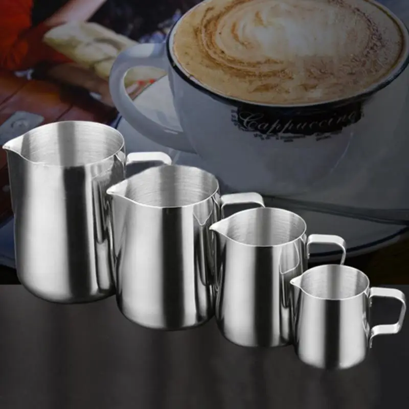 

Stainless Steel Frothing Coffee Pitcher Pull Flower Cup Cappuccino Milk Pot Espresso Cups Latte Art Milk Frother Frothing Jug