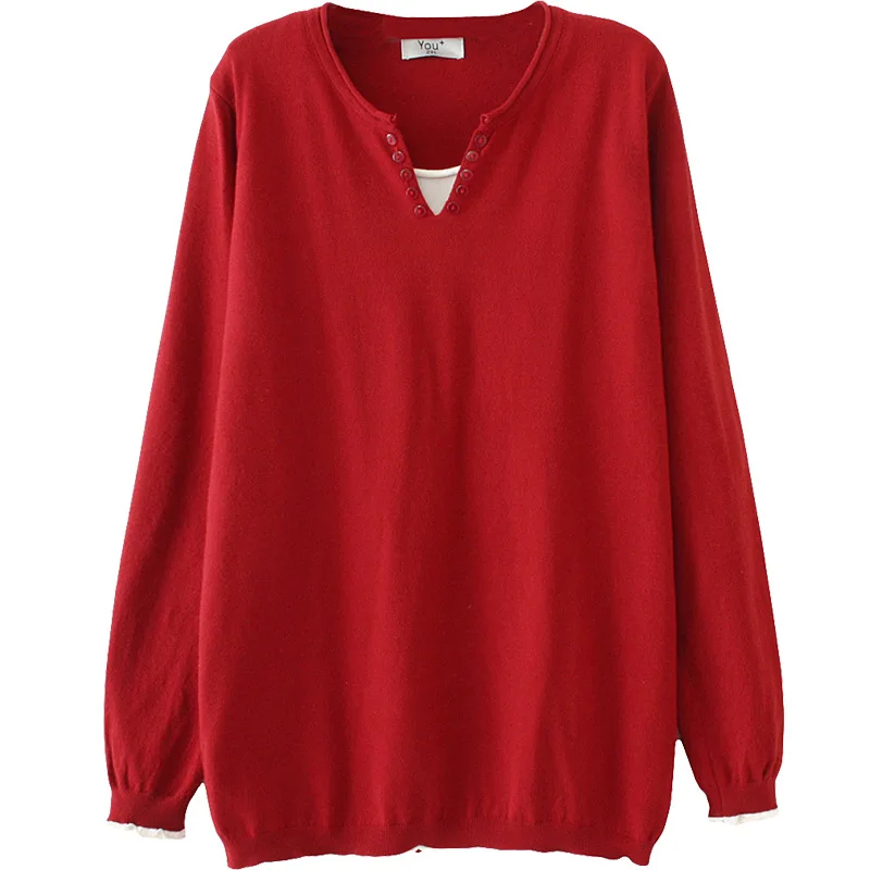 Plus Size Casual Essential Sweaters Women 2019 Autumn Winter Fashion Loose Long Sleeve Knitting Pullovers E1-A9541 | Женская одежда