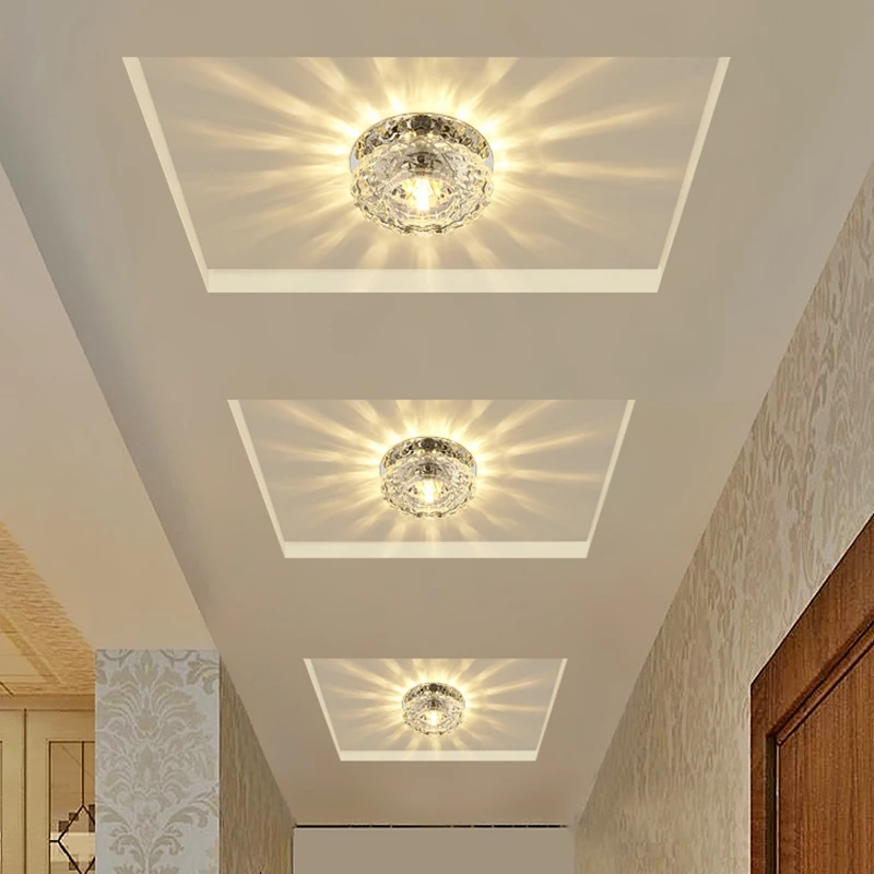 LukLoy Хрустальный цветной светильник встраиваемый потолочный LED3W для прохода