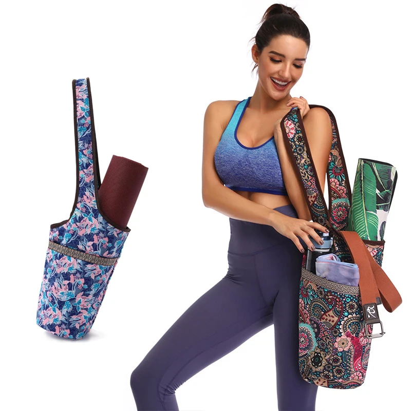 Напечатанный Коврик для йоги сумка из парусины большой размер фитнеса хранения