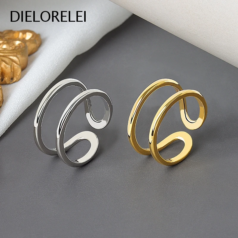 

DIELORELEI 925 Sterling Silver Girls Light Luxury Prevent Allergy Minimalist Temperament Niche Open Ring Women Adjustable Ring