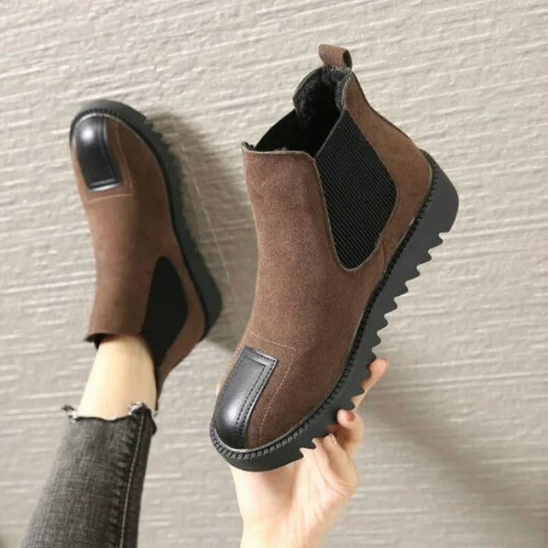 

Womens Marten Boots Chelsea Boots Flats Fashion Short Boots 2020 Autumn Winter New Velvet Warm Short Boots Casual Women Shoes