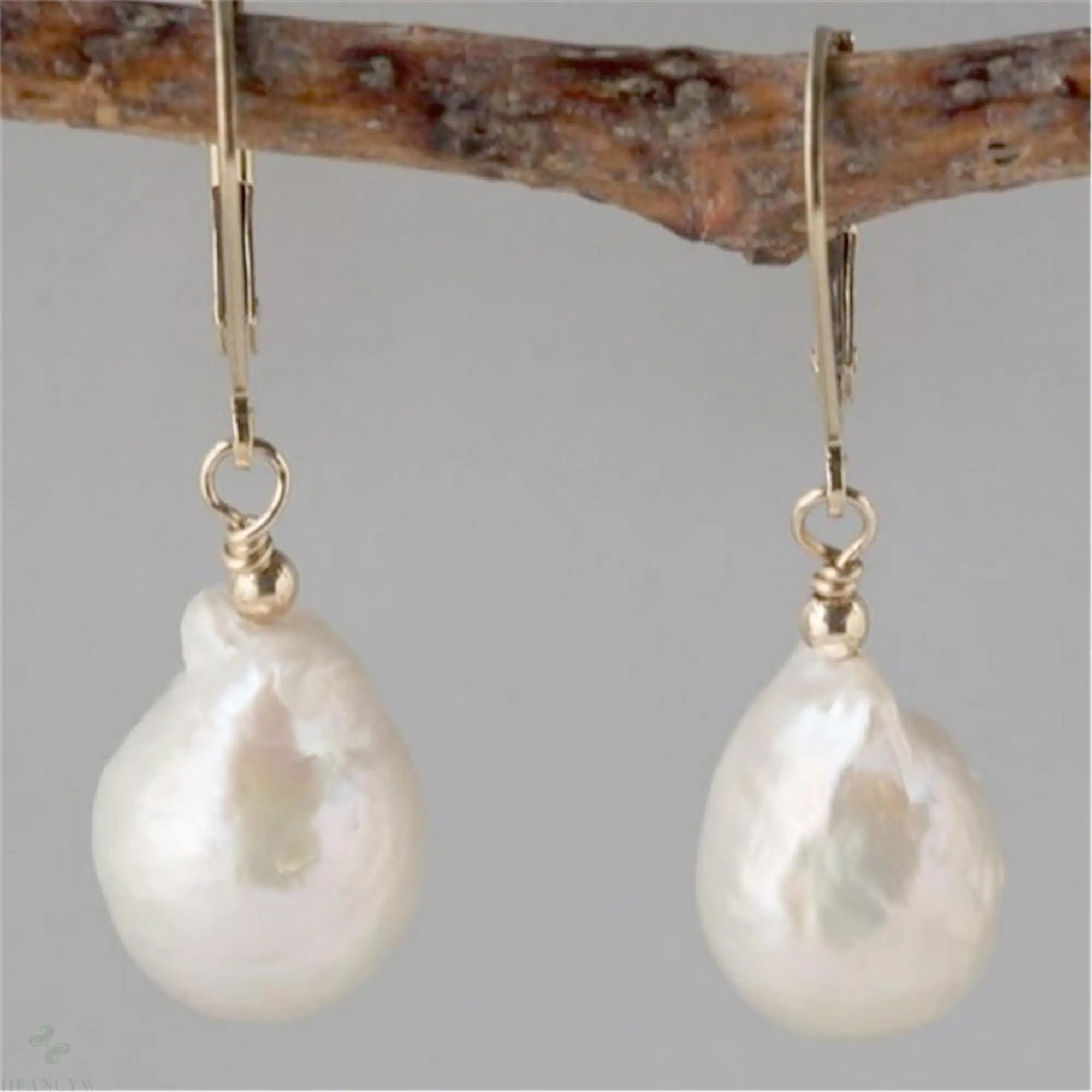 

10-13mm White pearl earrings gold Gold Plated Dangle diy noble temperament